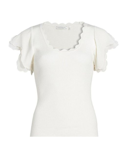 Tahari Red The Brittany Scalloped Sweater