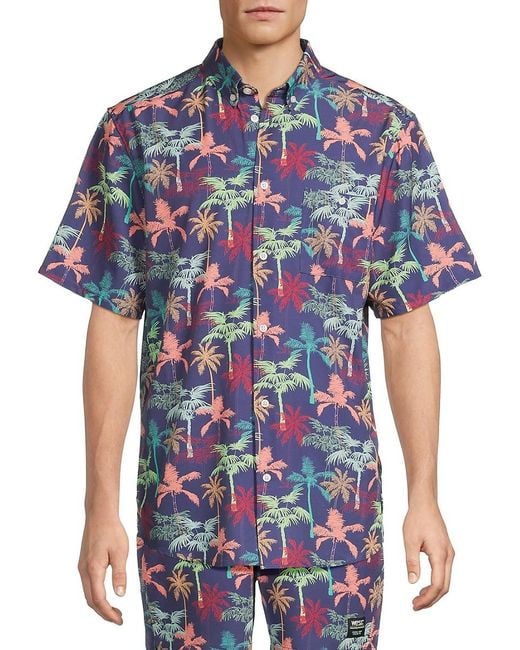 Wesc Blue Oden Palm Print Button-Front Shirt for men