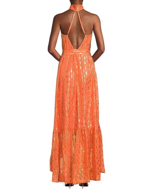 Ramy Brook Orange Kenza Silk Blend Midi Dress