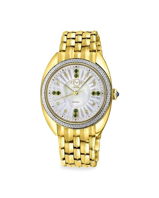 Gevril Palermo 35mm Ip Yellow Gold Stainless Steel, Diamond & Gemstone