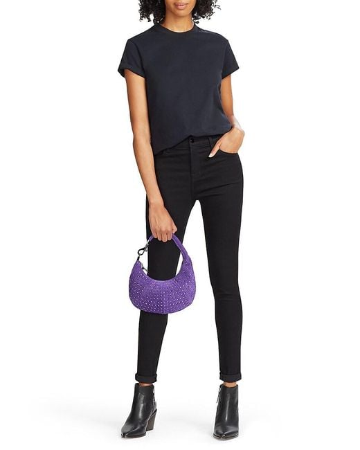 Rebecca Minkoff Purple Studded Suede Hobo Bag
