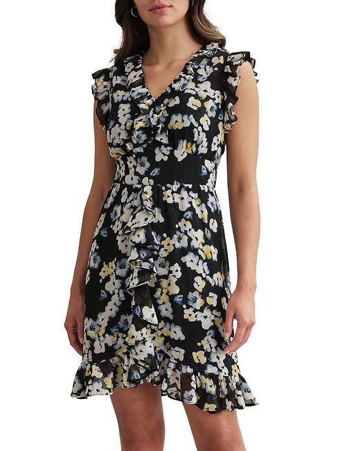 DKNY Black Ruffle Sheath Dress