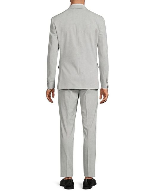 Karl Lagerfeld Gray Striped Modern Fit Suit for men