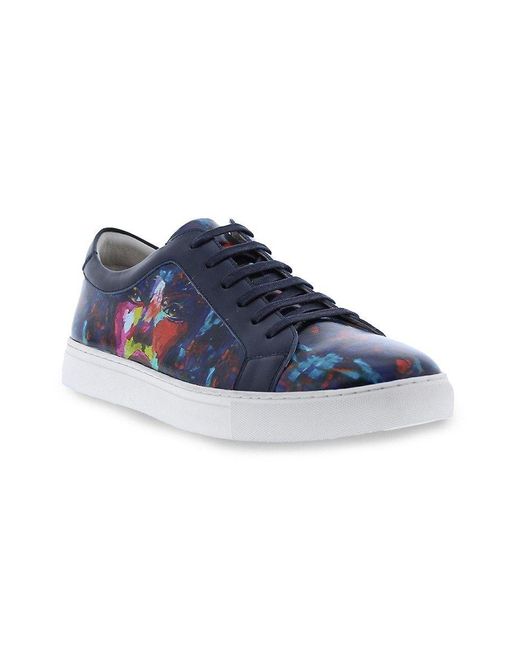 Robert Graham Greatwhite Paint Leather Sneakers in Blue for Men Lyst