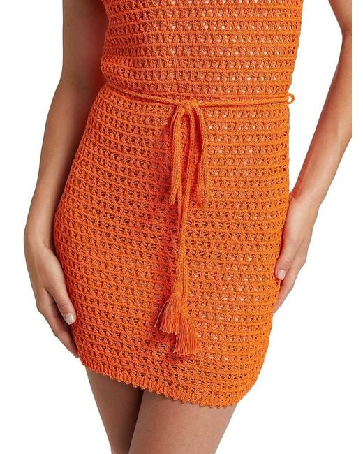 Alice + Olivia Orange Tomoko Tie-Waist Minidress