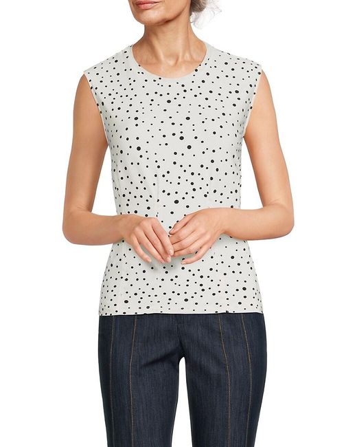 Tommy Hilfiger White Polka Dot Sleeveless Top