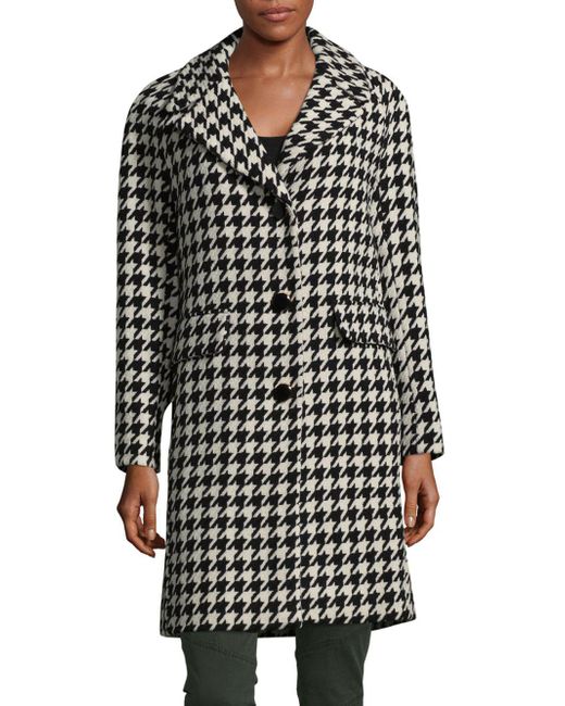 Kate Spade Houndstooth Coat in Black Lyst