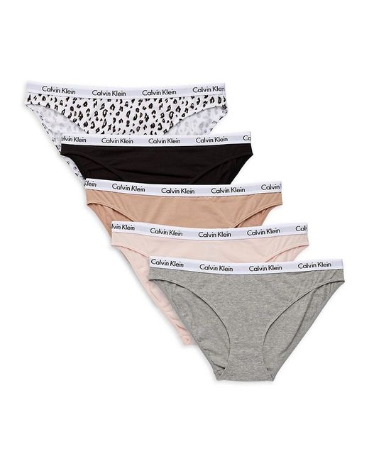 Calvin Klein Cotton 5-pack Logo-waist Bikini Panties - Save 34% | Lyst