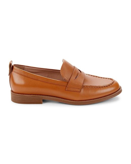 Cole Haan Brown Stassi Leather Penny Loafers