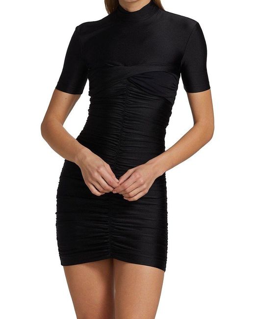 T By Alexander Wang Black Mockneck Ruched Bodycon Mini Dress
