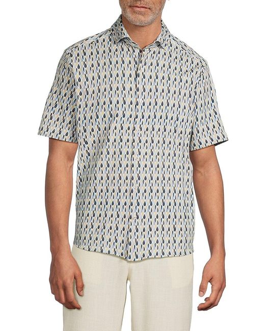 Luchiano Visconti White Geometric-Print Performance Shirt for men