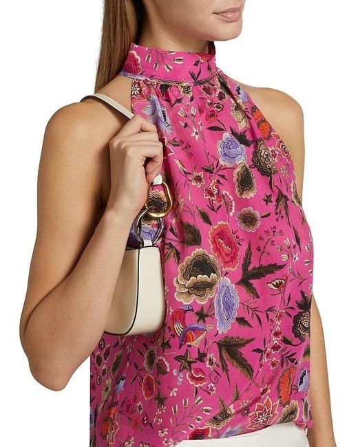Kobi Halperin Red Madison Floral Silk Sleeveless Blouse