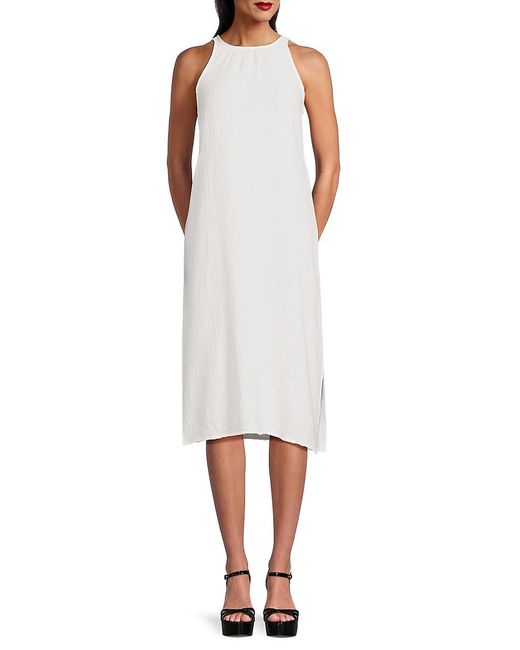 Saks Fifth Avenue White Sleeveless Midi Dress