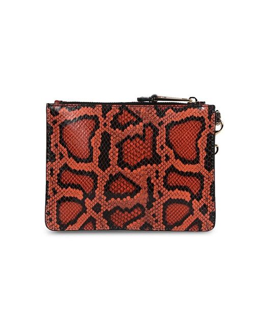 Moschino Red Snakeskin-Effect Leather Wristlet