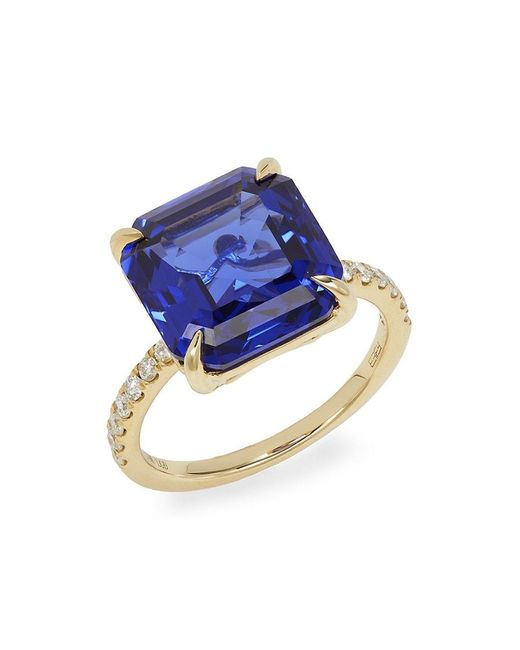 Effy Blue 14k Yellow Gold, Sapphire & Lab Grown Diamond Ring