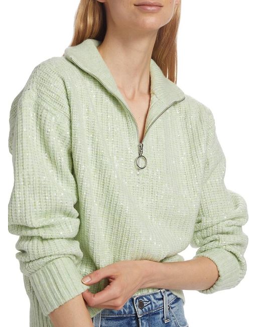 Design History Blue Sequin-embroidered Quarter-zip Sweater