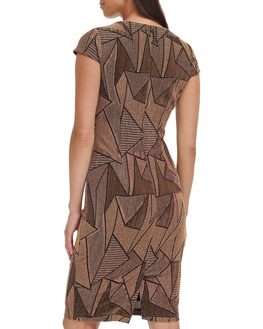 Vince Camuto Brown Metallic Knit Bodycon Dress