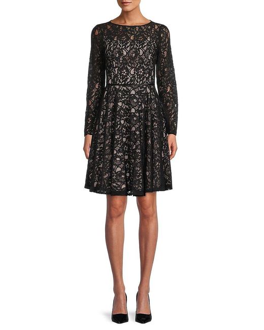 FOCUS BY SHANI Lace Fit & Flare Dress in Black | Lyst