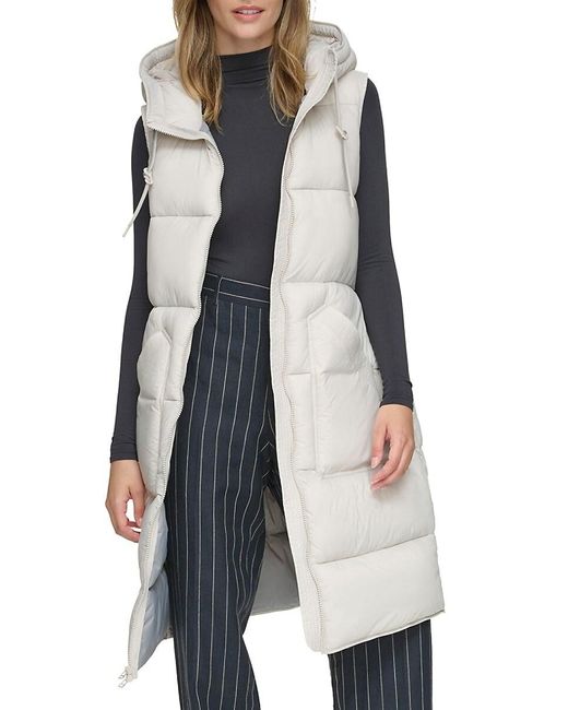 Andrew Marc White Kerr Long Quilted Puffer Vest