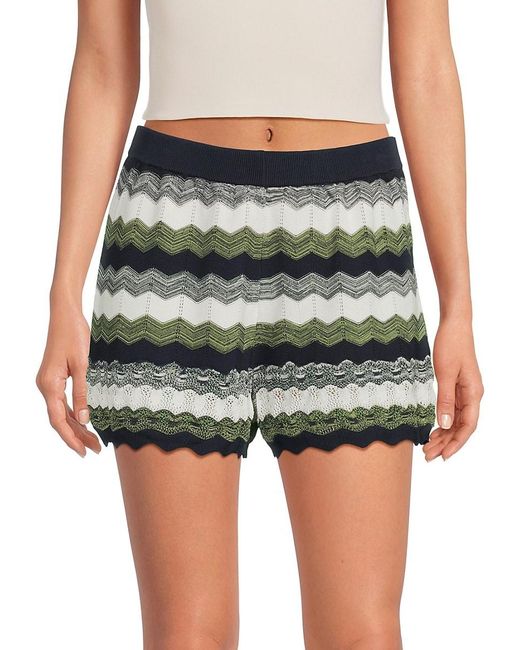 Ramy Brook Green Katharine Chevron Cotton Shorts