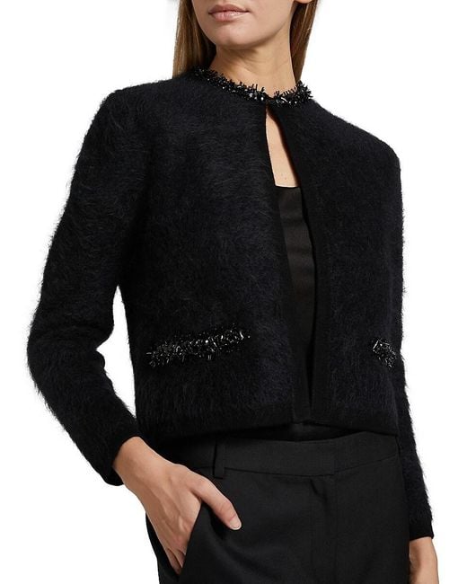 Kobi Halperin Black Madeline Embellished Alpaca-blend Cardigan