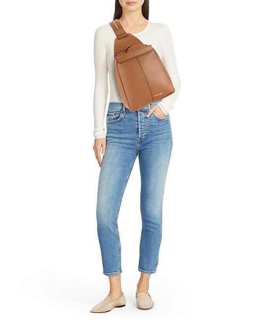 Calvin Klein Brown Myra Faux Leather Convertible Backpack
