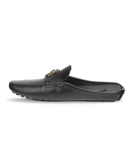 Roberto Cavalli Black Logo Leather Mules for men