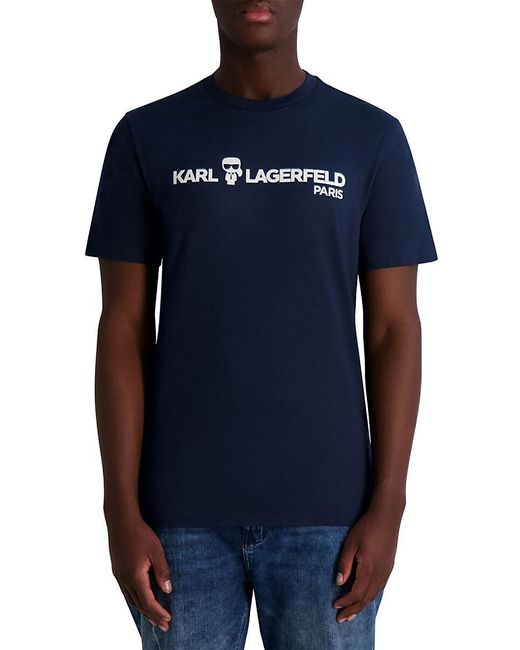 Karl Lagerfeld Blue Logo Cotton T-Shirt for men