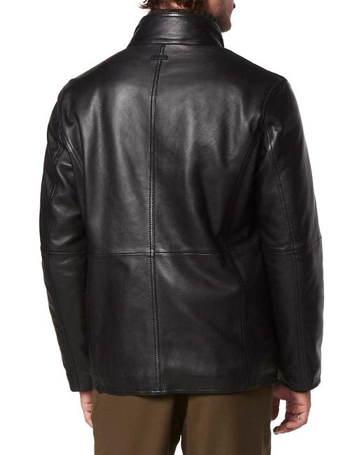 Andrew Marc Black Wollman 2-in-1 Lambskin Leather Bib Jacket for men