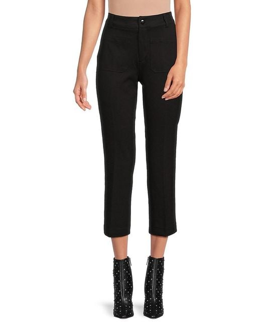 Saks Fifth Avenue Black Lola Flat Front Carpenter Cropped Pants
