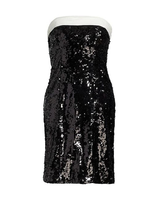 Alice + Olivia Black Sibella Sequined Bow Minidress