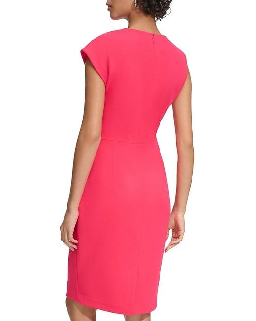 Calvin Klein Pink Crepe Asymmetric Sheath Dress