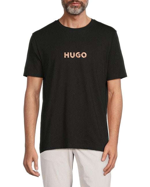 HUGO Black Dunoctee Logo T-Shirt for men