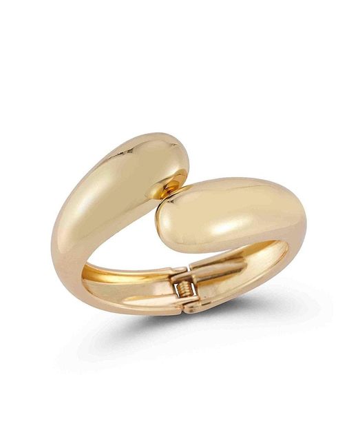 Chloe and Madison White 14K-Goldplated Bold Polished Bypass Bangle Bracelet