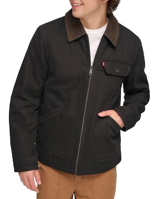 Levi's Brown Corduroy Collar Canvas Cotton Depot Jacket for men