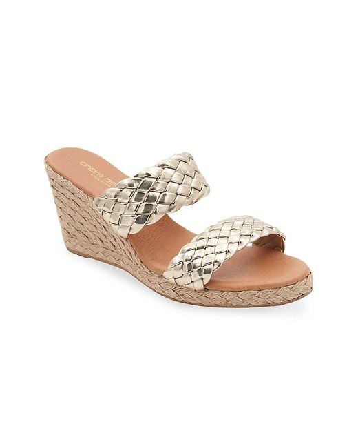 Andre Assous Aria Metallic Leather Espadrille Wedge Sandals in