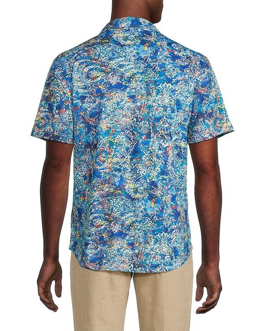 Robert Graham Blue Mattera Classic Fit Print Shirt for men