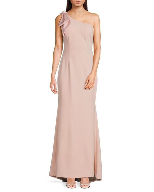 Eliza J Pink One Shoulder Bow Gown