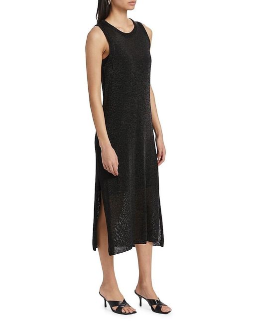 If Only Studio Black Metallic Knit Scoopneck Midi-Dress