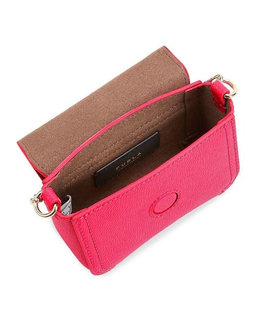 Furla Pink Logo Leather Chain Crossbody Bag