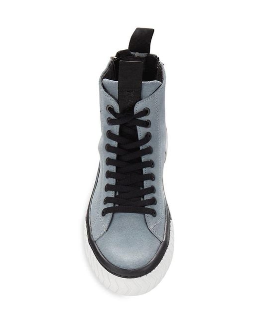 Karl Lagerfeld Suede High Top Dual Zip Boots in Blue for Men Lyst