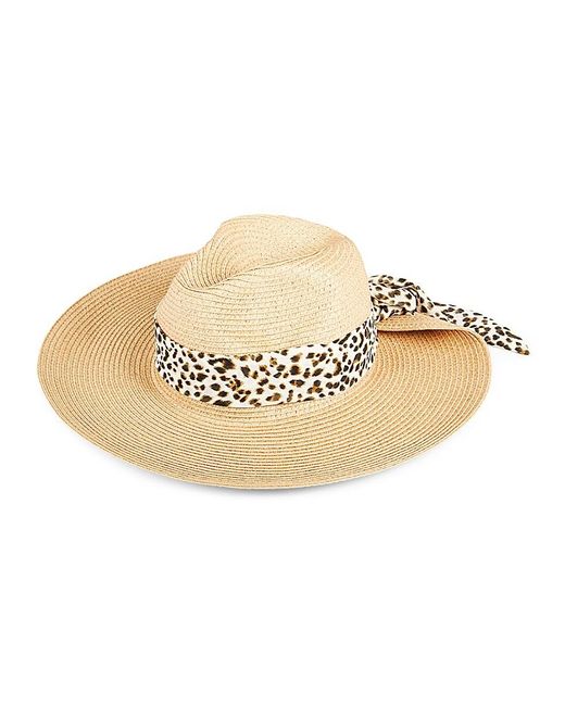 Vince Camuto Natural Textured Scarf Trim Panama Hat