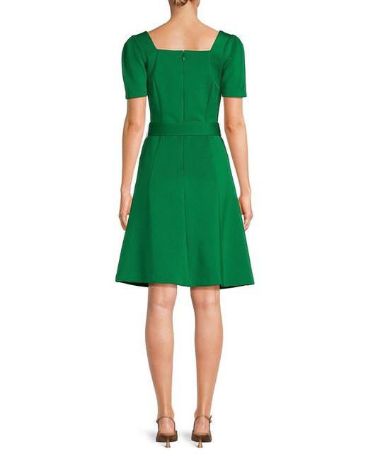 Donna Ricco Green Belted Fit & Flare Dress