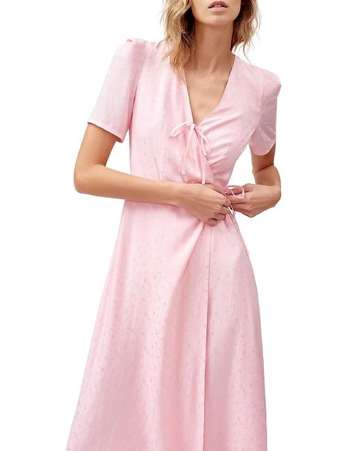Sleeper Pink Floral Midi Wrap Dress