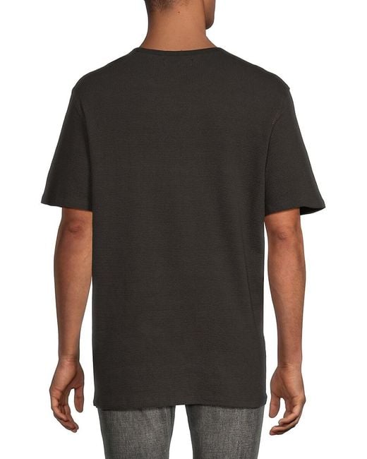 Kenneth Cole Black Textured Stretch Cotton T-Shirt for men