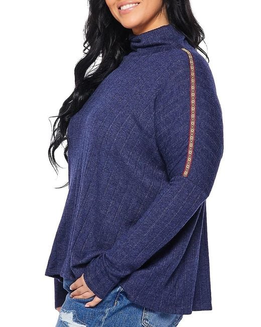 Baea Blue Plus Pointelle Turtleneck Sweater