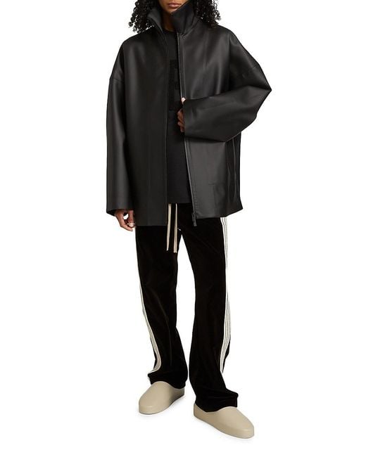 Fear Of God Black Rubberized High-Neck Zip Jacket for men