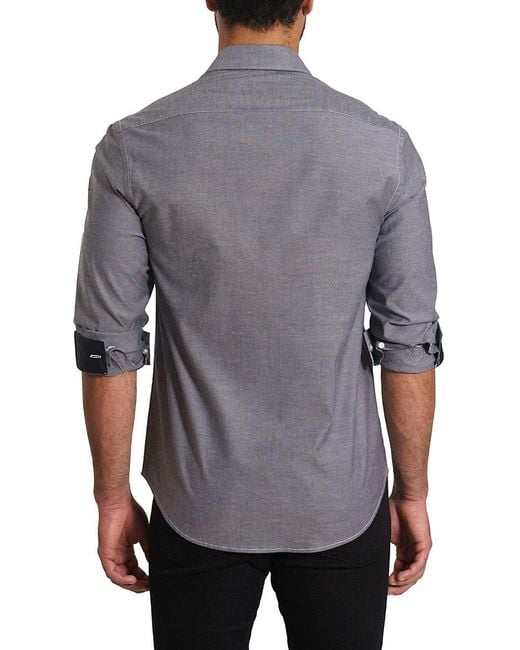Jared Lang Gray 'Trim Fit Pima Cotton Blend Sport Shirt for men