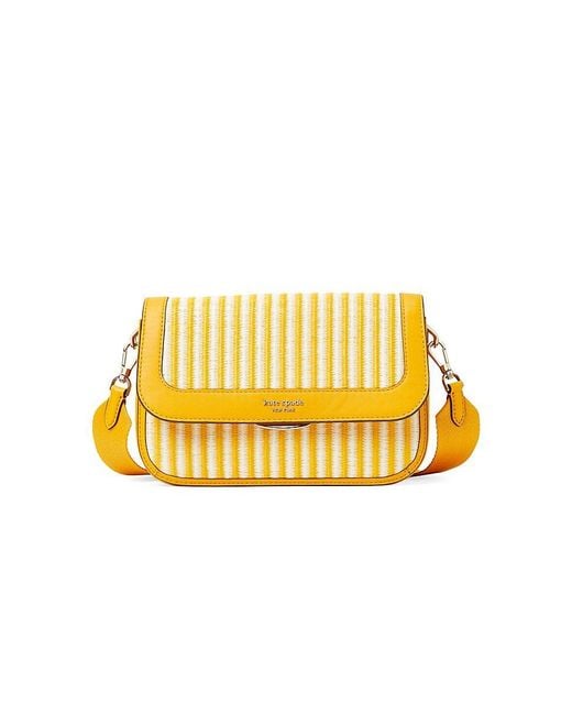 Kate Spade Medium Buddie Striped Straw Shoulder Bag in Yellow Lyst