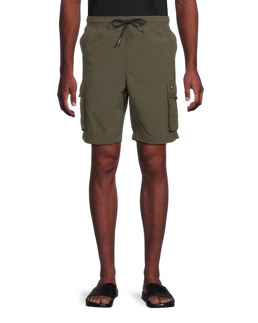 Buffalo David Bitton Green Nylon Cargo Shorts for men